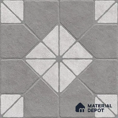 Grey Stone Floor Tile TL 10276  Blend Grey 16 inch x 16 inch Vitrified Carving Matte Finish - 12 mm | Pattern Alignment May Vary | 2-3 mm Spacer is Mandatory