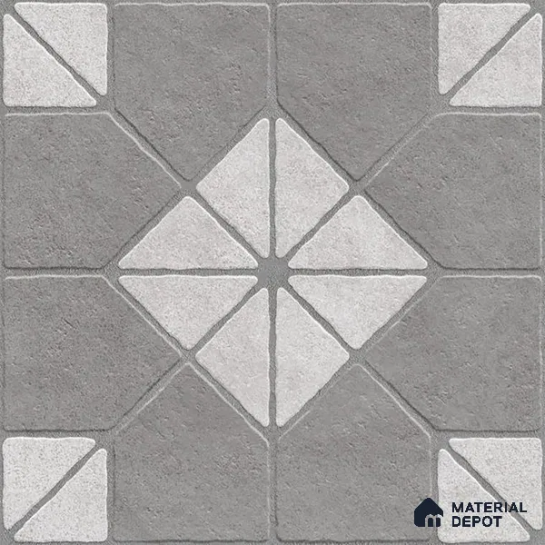 Grey Stone Floor Tile TL 10276  Blend Grey 16 inch x 16 inch Vitrified Carving Matte Finish - 12 mm | Pattern Alignment May Vary | 2-3 mm Spacer is Mandatory