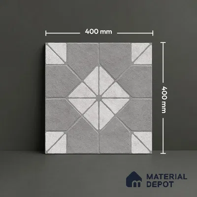 Grey Stone Floor Tile TL 10276  Blend Grey 16 inch x 16 inch Vitrified Carving Matte Finish - 12 mm | Pattern Alignment May Vary | 2-3 mm Spacer is Mandatory