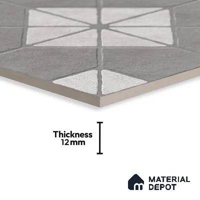 Grey Stone Floor Tile TL 10276  Blend Grey 16 inch x 16 inch Vitrified Carving Matte Finish - 12 mm | Pattern Alignment May Vary | 2-3 mm Spacer is Mandatory