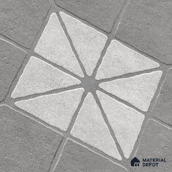 Grey Stone Floor Tile TL 10276  Blend Grey 16 inch x 16 inch Vitrified Carving Matte Finish - 12 mm | Pattern Alignment May Vary | 2-3 mm Spacer is Mandatory