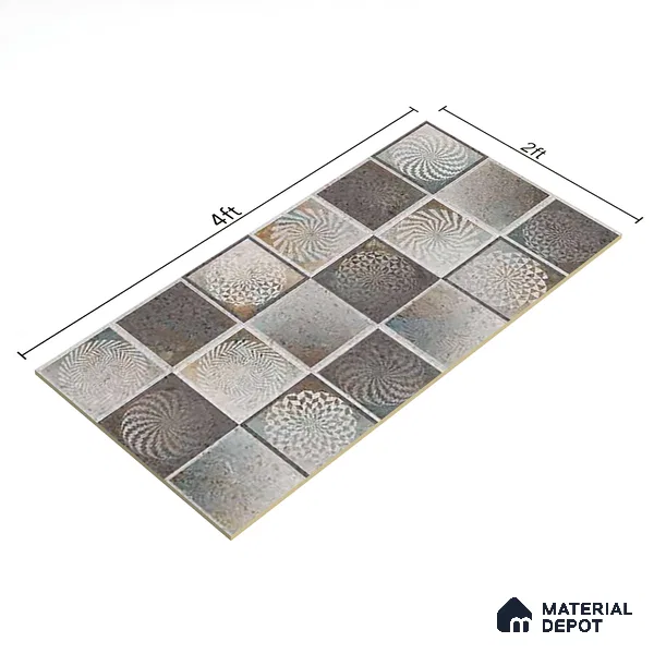Grey Moroccan Wall Tile TL 06690 B Gravier Urban Mist Accent 2 ft x 4 ft Vitrified Carving Matte Finish - 9 mm | 4 Random Design | Suitable for Living Room, Bedroom, Bathroom