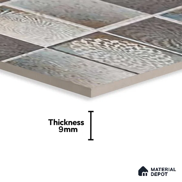 Grey Moroccan Wall Tile TL 06690 B Gravier Urban Mist Accent 2 ft x 4 ft Vitrified Carving Matte Finish - 9 mm | 4 Random Design | Suitable for Living Room, Bedroom, Bathroom