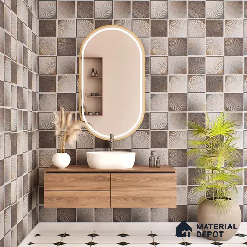 Grey Moroccan Wall Tile TL 06690 B Gravier Urban Mist Accent 2 ft x 4 ft Vitrified Carving Matte Finish - 9 mm | 4 Random Design | Suitable for Living Room, Bedroom, Bathroom