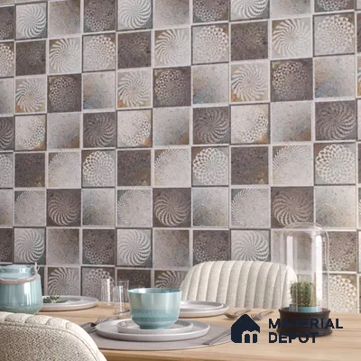 Grey Moroccan Wall Tile TL 06690 B Gravier Urban Mist Accent 2 ft x 4 ft Vitrified Carving Matte Finish - 9 mm | 4 Random Design | Suitable for Living Room, Bedroom, Bathroom
