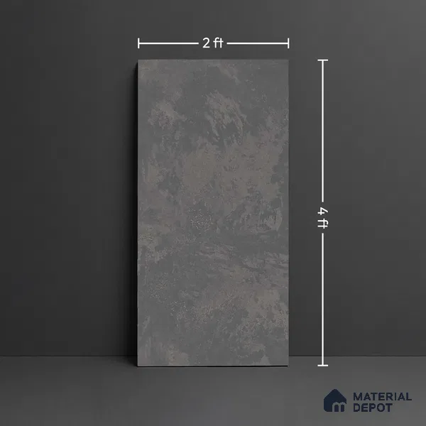Grey Stone Floor & Wall Tile TL 06703 Gravier Obsidian Veil 2 ft x 4 ft Vitrified Carving Matte Finish - 9 mm | 4 Random Design | Suitable for Living Room, Bedroom, Bathroom