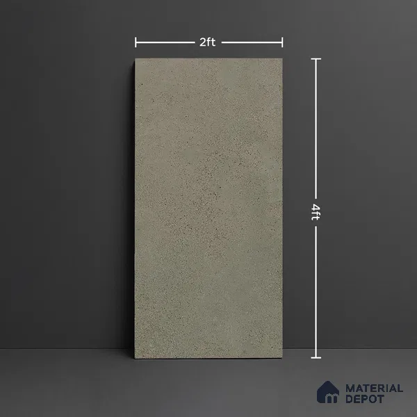 Grey Stone Floor & Wall Tile TL 06738 I Gravier Mossstone Concrete 4 ft x 2 ft Vitrified Carving Matte Finish - 9 mm | 8 Random Design | Suitable for Living Room, Bedroom, Bathroom