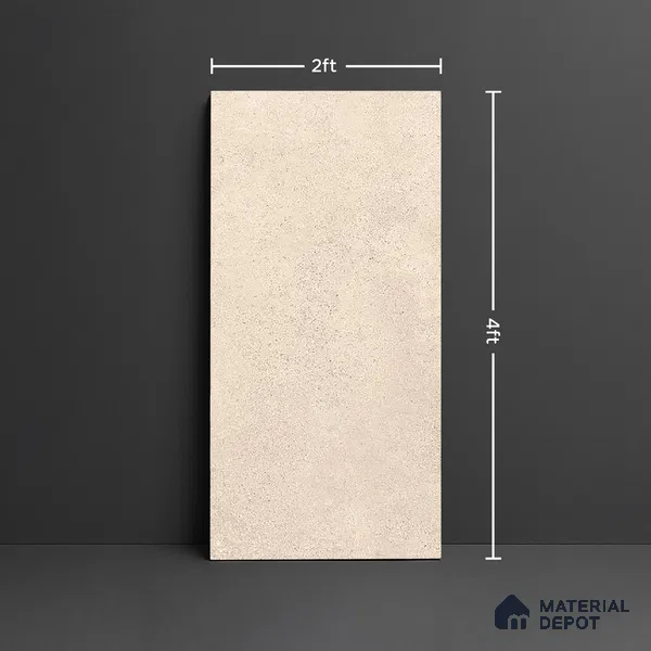 Cream Stone Floor & Wall Tile TL 06738 U Gravier Driftstone Concrete 4 ft x 2 ft Vitrified Carving Matte Finish - 9 mm | 8 Random Design | Suitable for Living Room, Bedroom, Bathroom (Sample)