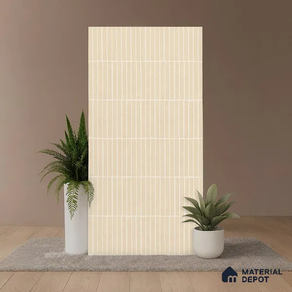Cream Highlighter Wall Tile TL 06738 V Gravier Driftstone Concrete Etch 4 ft x 2 ft Vitrified Carving Matte Finish - 9 mm | Suitable For Bathroom, Accent/Feature Wall, Balcony