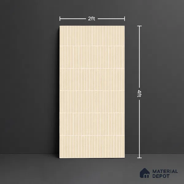 Cream Highlighter Wall Tile TL 06738 V Gravier Driftstone Concrete Etch 4 ft x 2 ft Vitrified Carving Matte Finish - 9 mm | Suitable For Bathroom, Accent/Feature Wall, Balcony