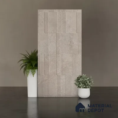 Grey Highlighter Wall Tile TL 06739 B Gravier Celestial Ember Etch 4 ft x 2 ft Vitrified Carving Matte Finish - 9 mm | 8 Random Design | Suitable For Bathroom, Accent/Feature Wall, Balcony