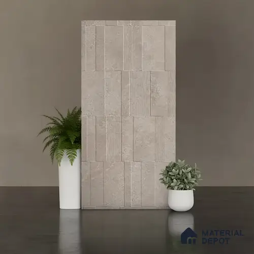 Grey Highlighter Wall Tile TL 06739 B Gravier Celestial Ember Etch 4 ft x 2 ft Vitrified Carving Matte Finish - 9 mm | 8 Random Design | Suitable for Living Room, Bedroom, Bathroom