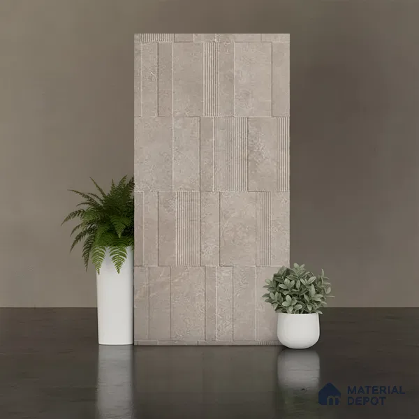 Grey Highlighter Wall Tile TL 06739 B Gravier Celestial Ember Etch 4 ft x 2 ft Vitrified Carving Matte Finish - 9 mm | 8 Random Design | Suitable For Bathroom, Accent/Feature Wall, Balcony