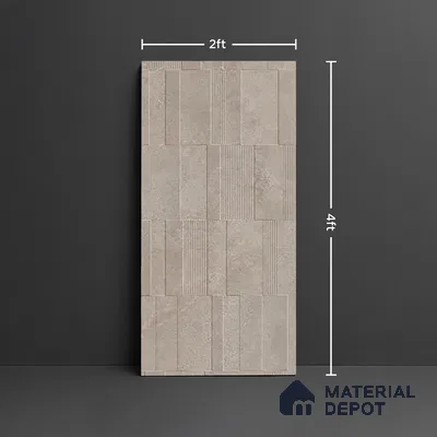 Grey Highlighter Wall Tile TL 06739 B Gravier Celestial Ember Etch 4 ft x 2 ft Vitrified Carving Matte Finish - 9 mm | 8 Random Design | Suitable For Bathroom, Accent/Feature Wall, Balcony