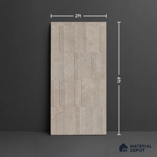 Grey Highlighter Wall Tile TL 06739 B Gravier Celestial Ember Etch 4 ft x 2 ft Vitrified Carving Matte Finish - 9 mm | 8 Random Design | Suitable For Bathroom, Accent/Feature Wall, Balcony