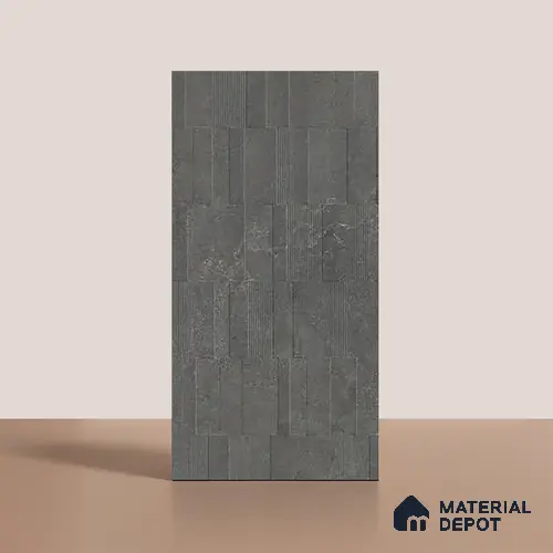 Grey Highlighter Wall Tile TL 06739 F Gravier Cosmic Obsidian Etch 4 ft x 2 ft Vitrified Carving Matte Finish - 9 mm | 8 Random Design | Suitable for Living Room, Bedroom, Bathroom