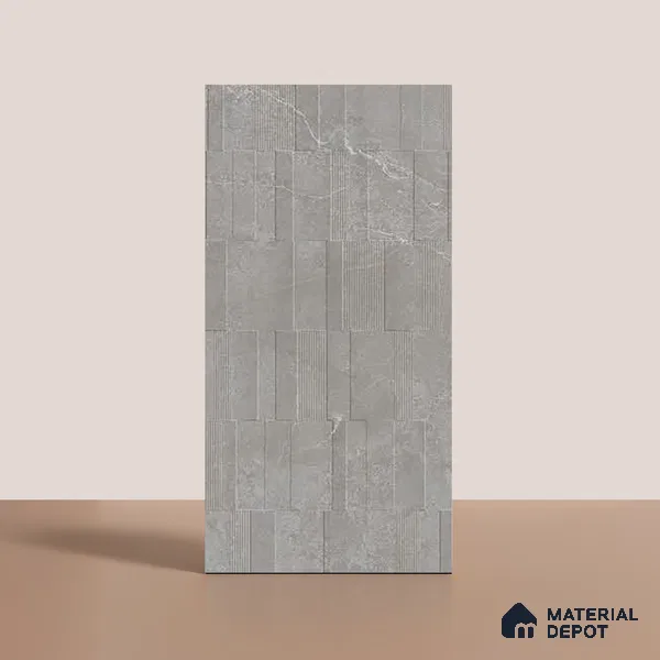 Grey Highlighter Wall Tile TL 06739 H Gravier Astral Grey Etch 4 ft x 2 ft Vitrified Carving Matte Finish - 9 mm | 8 Random Design | Suitable For Bathroom, Accent/Feature Wall, Balcony