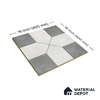 Budget Friendly Stone Look Value for Money Parking Obsidian Floor Tile 16 x 16 inch | TL 06249 B | Vitrified Matte Finish Tile - 12 mm | Perfect For Parking, Outdoor, Bathroom | Pattern Alignment May Vary | 2-3 mm Spacer is Mandatory
