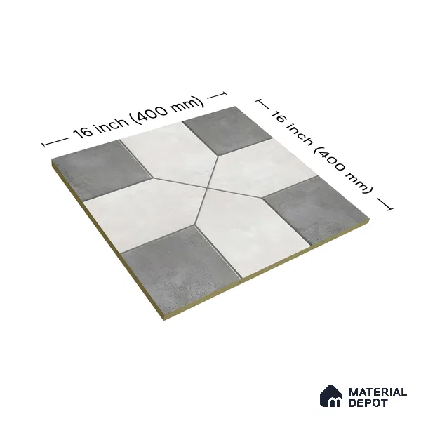 Budget Friendly Stone Look Value for Money Parking Obsidian Floor Tile 16 x 16 inch | TL 06249 B | Vitrified Matte Finish Tile - 12 mm | Perfect For Parking, Outdoor, Bathroom | Pattern Alignment May Vary | 2-3 mm Spacer is Mandatory