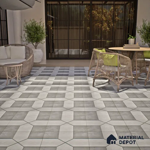 Budget Friendly Stone Look Value for Money Parking Obsidian Floor Tile 16 x 16 inch | TL 06249 B | Vitrified Matte Finish Tile - 12 mm | Perfect For Parking, Outdoor, Bathroom | Pattern Alignment May Vary | 2-3 mm Spacer is Mandatory