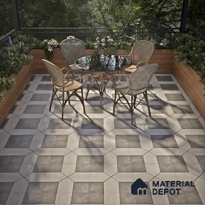 Budget Friendly Stone Look Value for Money Parking Obsidian Floor Tile 16 x 16 inch | TL 06249 B | Vitrified Matte Finish Tile - 12 mm | Perfect For Parking, Outdoor, Bathroom | Pattern Alignment May Vary | 2-3 mm Spacer is Mandatory