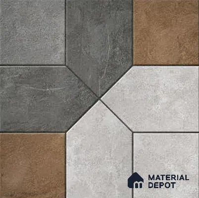 Budget Friendly Stone Look Value for Money Parking Vibrano Floor Tile 16 x 16 inch | TL 06249 | Vitrified Matte Finish Tile - 12 mm | Suitable For Parking, Outdoor, Balcony & Terrace | Pattern Alignment May Vary | 2-3 mm Spacer is Mandatory