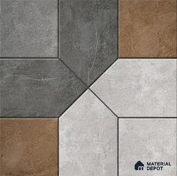 Budget Friendly Stone Look Value for Money Parking Vibrano Floor Tile 16 x 16 inch | TL 06249 | Vitrified Matte Finish Tile - 12 mm | Suitable For Parking, Outdoor, Balcony & Terrace | Pattern Alignment May Vary | 2-3 mm Spacer is Mandatory
