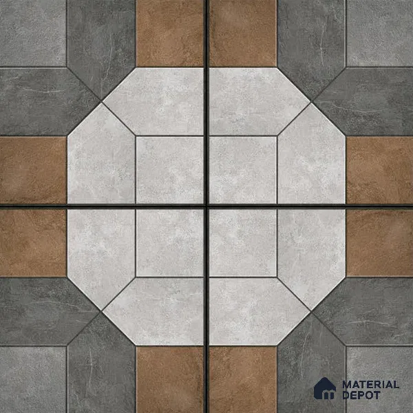 Budget Friendly Stone Look Value for Money Parking Vibrano Floor Tile 16 x 16 inch | TL 06249 | Vitrified Matte Finish Tile - 12 mm | Suitable For Parking, Outdoor, Balcony & Terrace | Pattern Alignment May Vary | 2-3 mm Spacer is Mandatory