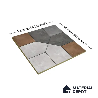 Budget Friendly Stone Look Value for Money Parking Vibrano Floor Tile 16 x 16 inch | TL 06249 | Vitrified Matte Finish Tile - 12 mm | Suitable For Parking, Outdoor, Balcony & Terrace | Pattern Alignment May Vary | 2-3 mm Spacer is Mandatory