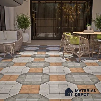 Budget Friendly Stone Look Value for Money Parking Vibrano Floor Tile 16 x 16 inch | TL 06249 | Vitrified Matte Finish Tile - 12 mm | Suitable For Parking, Outdoor, Balcony & Terrace | Pattern Alignment May Vary | 2-3 mm Spacer is Mandatory