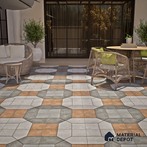 Budget Friendly Stone Look Value for Money Parking Vibrano Floor Tile 16 x 16 inch | TL 06249 | Vitrified Matte Finish Tile - 12 mm | Suitable For Parking, Outdoor, Balcony & Terrace | Pattern Alignment May Vary | 2-3 mm Spacer is Mandatory