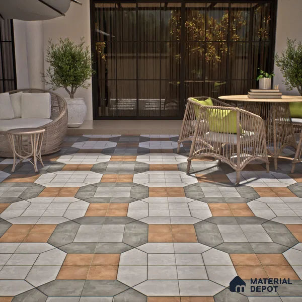 Budget Friendly Stone Look Value for Money Parking Vibrano Floor Tile 16 x 16 inch | TL 06249 | Vitrified Matte Finish Tile - 12 mm | Suitable For Parking, Outdoor, Balcony & Terrace | Pattern Alignment May Vary | 2-3 mm Spacer is Mandatory