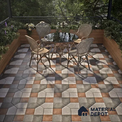 Budget Friendly Stone Look Value for Money Parking Vibrano Floor Tile 16 x 16 inch | TL 06249 | Vitrified Matte Finish Tile - 12 mm | Suitable For Parking, Outdoor, Balcony & Terrace | Pattern Alignment May Vary | 2-3 mm Spacer is Mandatory