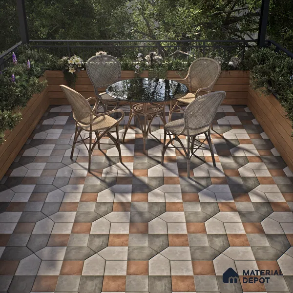 Budget Friendly Stone Look Value for Money Parking Vibrano Floor Tile 16 x 16 inch | TL 06249 | Vitrified Matte Finish Tile - 12 mm | Suitable For Parking, Outdoor, Balcony & Terrace | Pattern Alignment May Vary | 2-3 mm Spacer is Mandatory