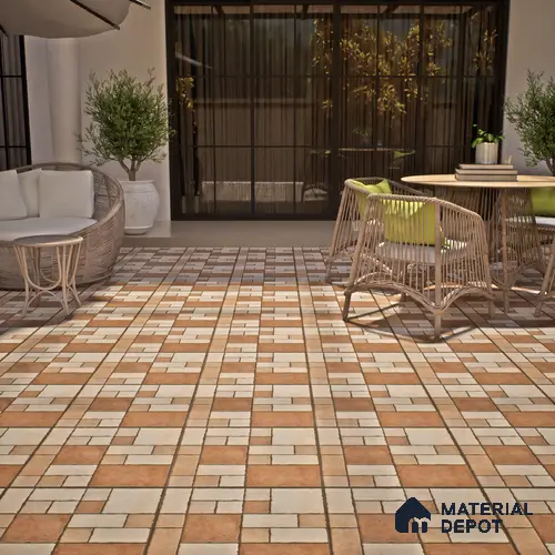 Budget Friendly Stone Look Value for Money Parking Flint Floor Tile 16 x 16 inch | TL 06250 B | Vitrified Matte Finish Tile - 12 mm | Suitable For Parking, Outdoor, Balcony & Terrace | Pattern Alignment May Vary | 2-3 mm Spacer is Mandatory