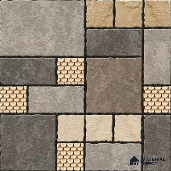 Budget Friendly Stone Look Value for Money Parking Chromix Floor Tile 16 x 16 inch | TL 06250 | Vitrified Matte Finish Tile - 12 mm | Suitable For Parking, Outdoor, Balcony & Terrace | Pattern Alignment May Vary | 2-3 mm Spacer is Mandatory