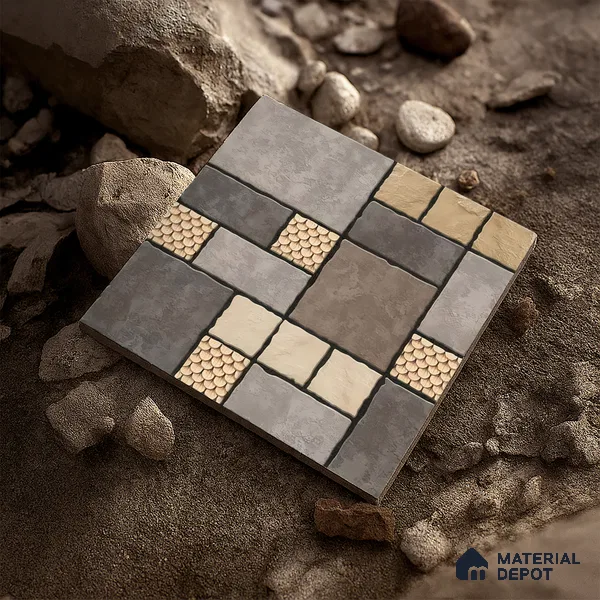 Budget Friendly Stone Look Value for Money Parking Chromix Floor Tile 16 x 16 inch | TL 06250 | Vitrified Matte Finish Tile - 12 mm | Suitable For Parking, Outdoor, Balcony & Terrace | Pattern Alignment May Vary | 2-3 mm Spacer is Mandatory