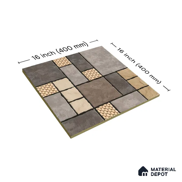 Budget Friendly Stone Look Value for Money Parking Chromix Floor Tile 16 x 16 inch | TL 06250 | Vitrified Matte Finish Tile - 12 mm | Suitable For Parking, Outdoor, Balcony & Terrace | Pattern Alignment May Vary | 2-3 mm Spacer is Mandatory