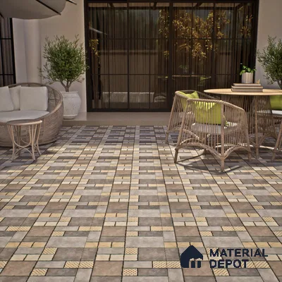 Budget Friendly Stone Look Value for Money Parking Chromix Floor Tile 16 x 16 inch | TL 06250 | Vitrified Matte Finish Tile - 12 mm | Suitable For Parking, Outdoor, Balcony & Terrace | Pattern Alignment May Vary | 2-3 mm Spacer is Mandatory
