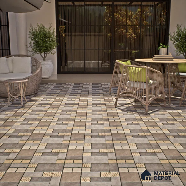 Budget Friendly Stone Look Value for Money Parking Chromix Floor Tile 16 x 16 inch | TL 06250 | Vitrified Matte Finish Tile - 12 mm | Suitable For Parking, Outdoor, Balcony & Terrace | Pattern Alignment May Vary | 2-3 mm Spacer is Mandatory
