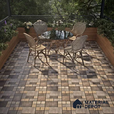 Budget Friendly Stone Look Value for Money Parking Chromix Floor Tile 16 x 16 inch | TL 06250 | Vitrified Matte Finish Tile - 12 mm | Suitable For Parking, Outdoor, Balcony & Terrace | Pattern Alignment May Vary | 2-3 mm Spacer is Mandatory