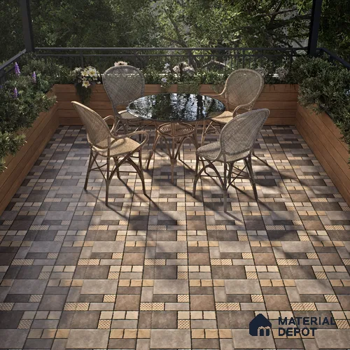Budget Friendly Stone Look Value for Money Parking Chromix Floor Tile 16 x 16 inch | TL 06250 | Vitrified Matte Finish Tile - 12 mm | Suitable For Parking, Outdoor, Balcony & Terrace | Pattern Alignment May Vary | 2-3 mm Spacer is Mandatory
