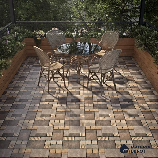 Budget Friendly Stone Look Value for Money Parking Chromix Floor Tile 16 x 16 inch | TL 06250 | Vitrified Matte Finish Tile - 12 mm | Suitable For Parking, Outdoor, Balcony & Terrace | Pattern Alignment May Vary | 2-3 mm Spacer is Mandatory