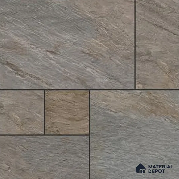 Budget Friendly Stone Look Value for Money Parking Ashora Floor Tile 16 x 16 inch | TL 06252 | Vitrified Matte Finish Tile - 12 mm | Suitable For Parking, Outdoor, Balcony & Terrace | Pattern Alignment May Vary | 2-3 mm Spacer is Mandatory