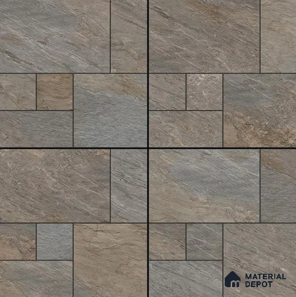 Budget Friendly Stone Look Value for Money Parking Ashora Floor Tile 16 x 16 inch | TL 06252 | Vitrified Matte Finish Tile - 12 mm | Suitable For Parking, Outdoor, Balcony & Terrace | Pattern Alignment May Vary | 2-3 mm Spacer is Mandatory