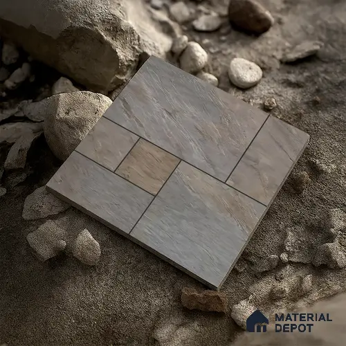 Budget Friendly Stone Look Value for Money Parking Ashora Floor Tile 16 x 16 inch | TL 06252 | Vitrified Matte Finish Tile - 12 mm | Suitable For Parking, Outdoor, Balcony & Terrace | Pattern Alignment May Vary | 2-3 mm Spacer is Mandatory