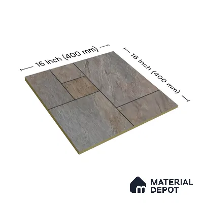Budget Friendly Stone Look Value for Money Parking Ashora Floor Tile 16 x 16 inch | TL 06252 | Vitrified Matte Finish Tile - 12 mm | Suitable For Parking, Outdoor, Balcony & Terrace | Pattern Alignment May Vary | 2-3 mm Spacer is Mandatory