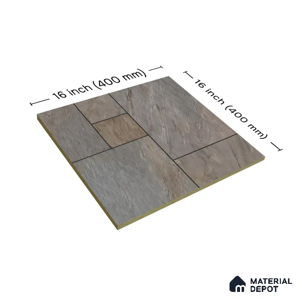 Budget Friendly Stone Look Value for Money Parking Ashora Floor Tile 16 x 16 inch | TL 06252 | Vitrified Matte Finish Tile - 12 mm | Suitable For Parking, Outdoor, Balcony & Terrace | Pattern Alignment May Vary | 2-3 mm Spacer is Mandatory