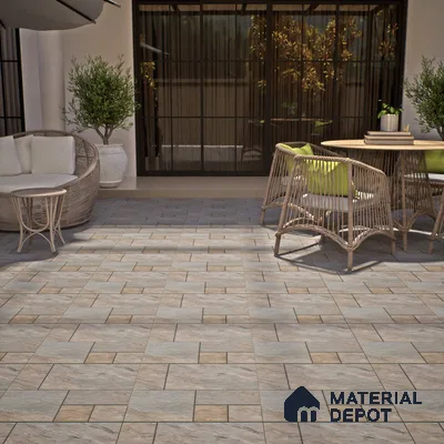 Budget Friendly Stone Look Value for Money Parking Ashora Floor Tile 16 x 16 inch | TL 06252 | Vitrified Matte Finish Tile - 12 mm | Suitable For Parking, Outdoor, Balcony & Terrace | Pattern Alignment May Vary | 2-3 mm Spacer is Mandatory