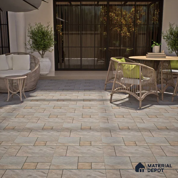 Budget Friendly Stone Look Value for Money Parking Ashora Floor Tile 16 x 16 inch | TL 06252 | Vitrified Matte Finish Tile - 12 mm | Suitable For Parking, Outdoor, Balcony & Terrace | Pattern Alignment May Vary | 2-3 mm Spacer is Mandatory